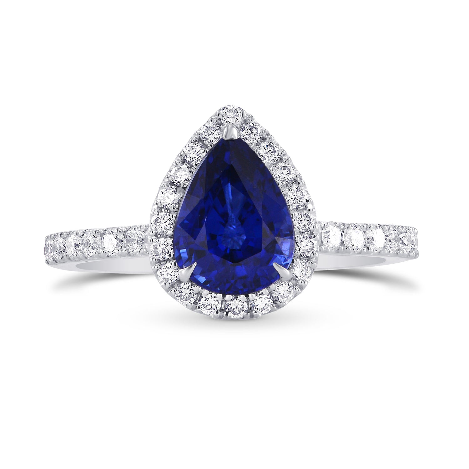 Pear Sapphire & Diamond Halo Ring