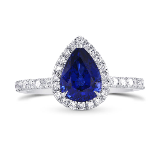 Pear Sapphire & Diamond Halo Ring