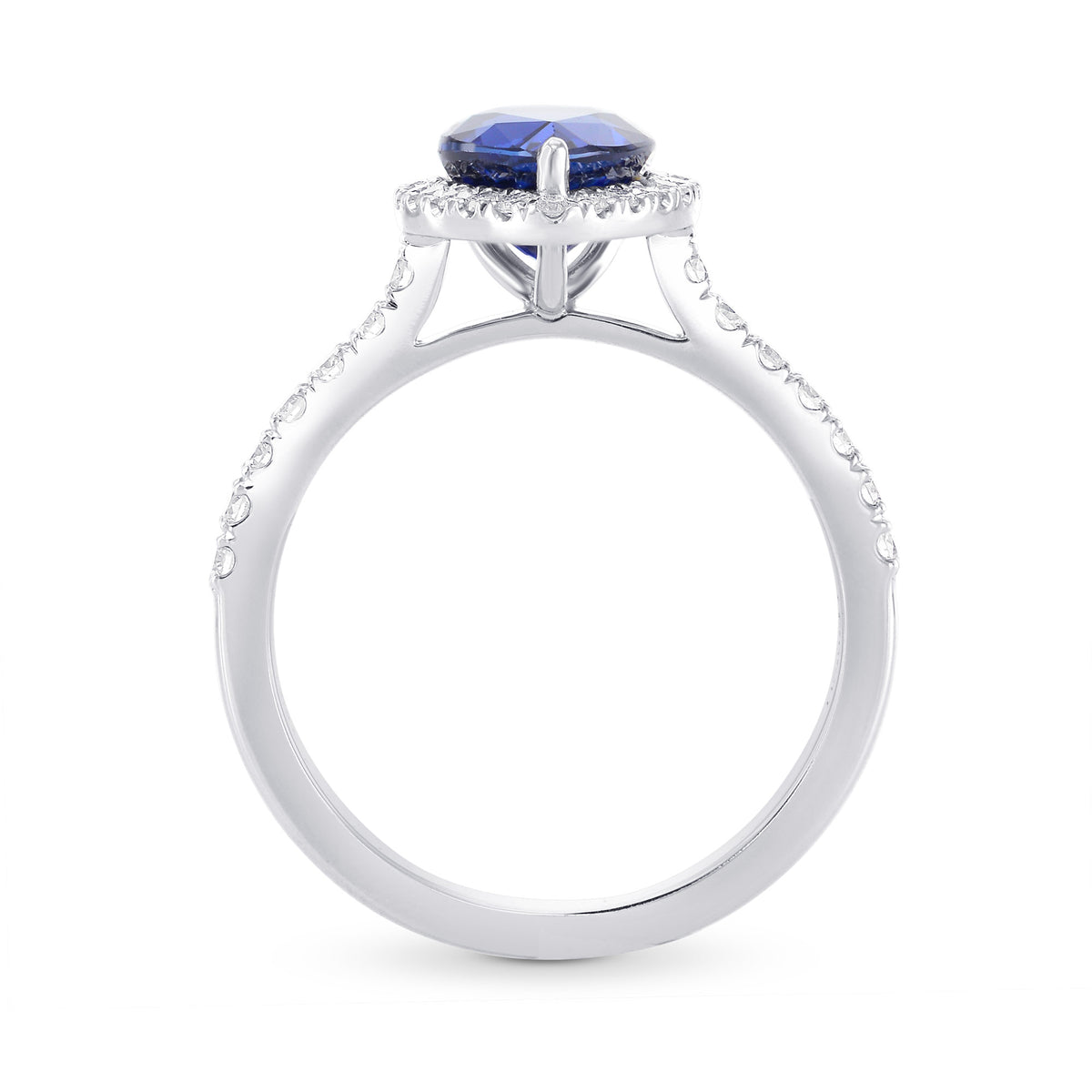 Pear Sapphire & Diamond Halo Ring