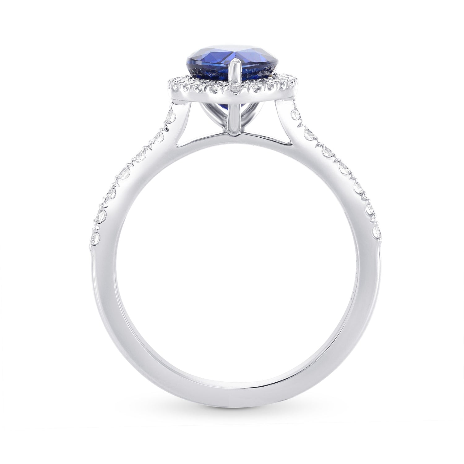 Pear Sapphire & Diamond Halo Ring