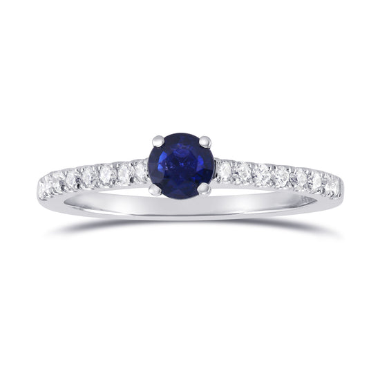 Round Sapphire & Diamond Engagement Ring