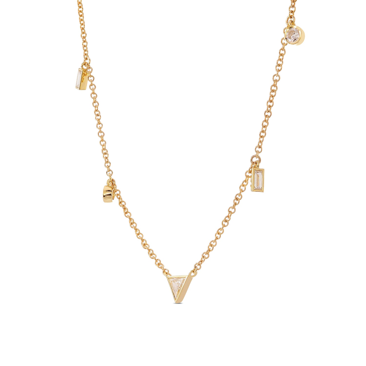 Mixed Shape Diamond Necklace - 2
