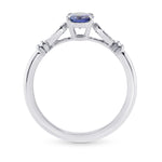 Blue Sapphire and Diamond  Oval Side Stones Ring