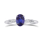 Blue Sapphire and Diamond  Oval Side Stones Ring