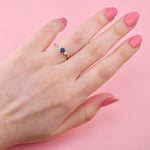 Blue Sapphire and Diamond Round Brillant 3 Stones Ring