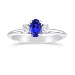 Blue Sapphire and Diamond 3 Stone Ring