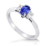 Blue Sapphire and Diamond 3 Stone Ring