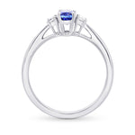 Blue Sapphire and Diamond 3 Stone Ring