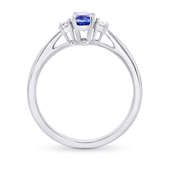 Blue Sapphire and Diamond 3 Stone Ring