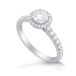 Colorless Round Diamond Halo Ring