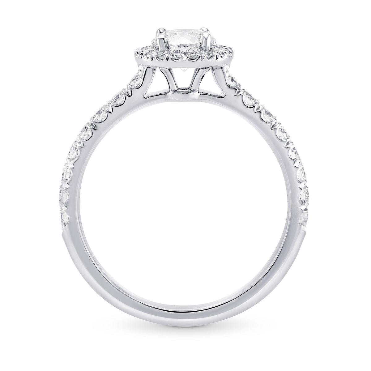 Colorless Round Diamond Halo Ring
