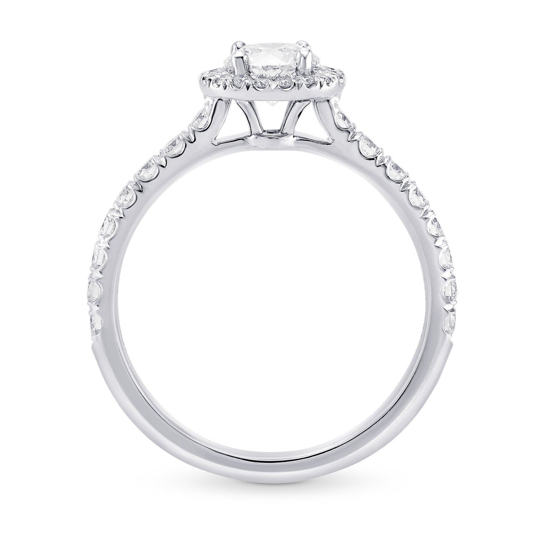 Colorless Round Diamond Halo Ring