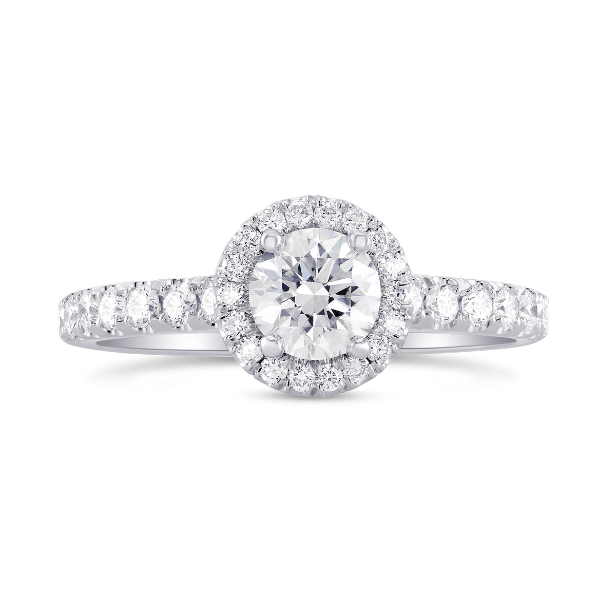 Colorless Round Diamond Halo Ring