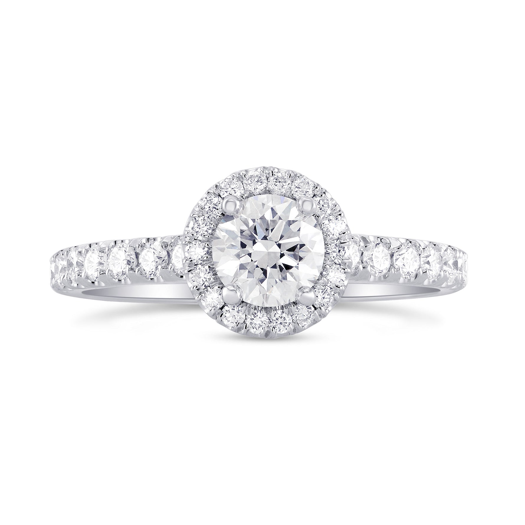 Colorless Round Diamond Halo Ring