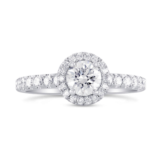 Colorless Round Diamond Halo Ring