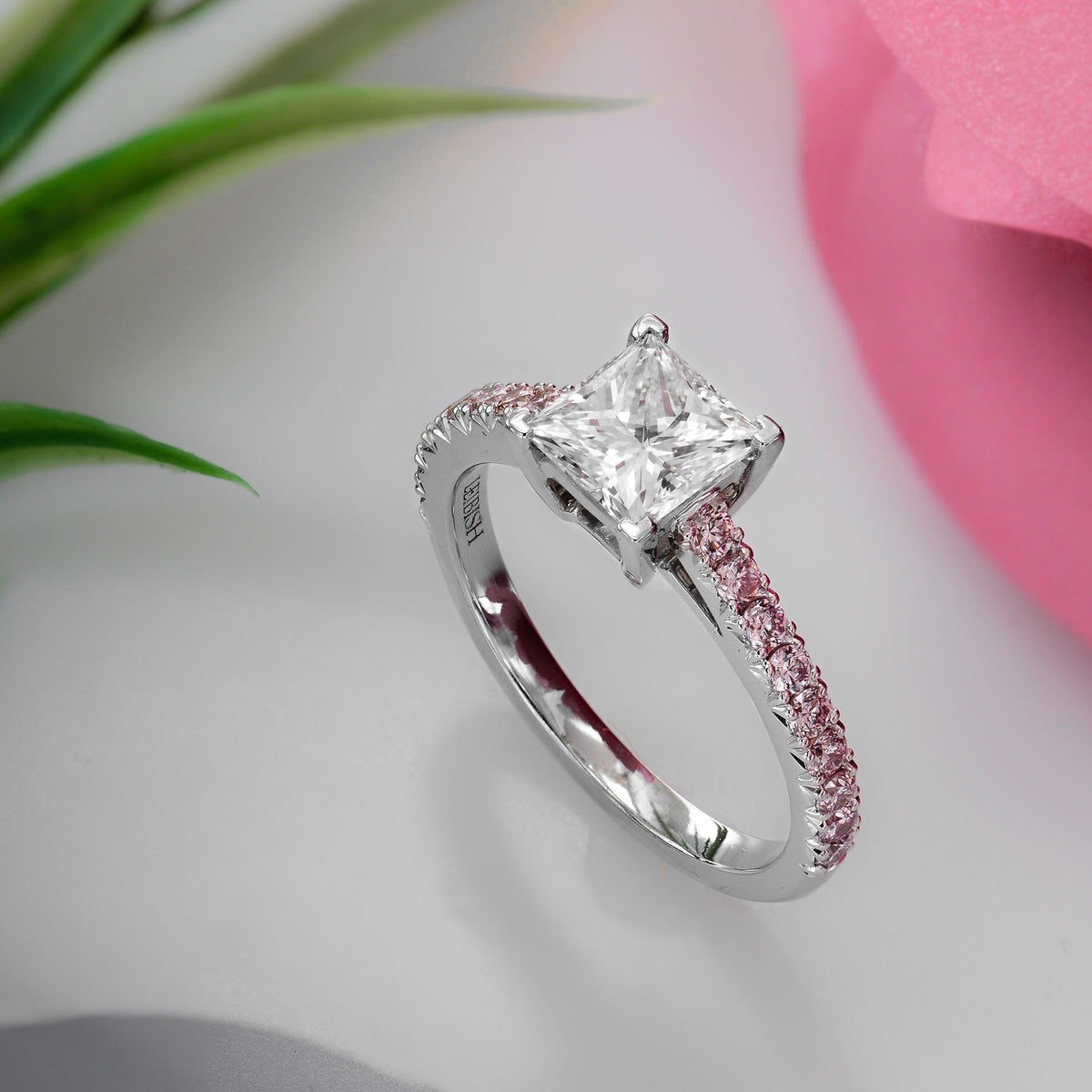 Princess-cut & Pink Diamond Engagement Ring