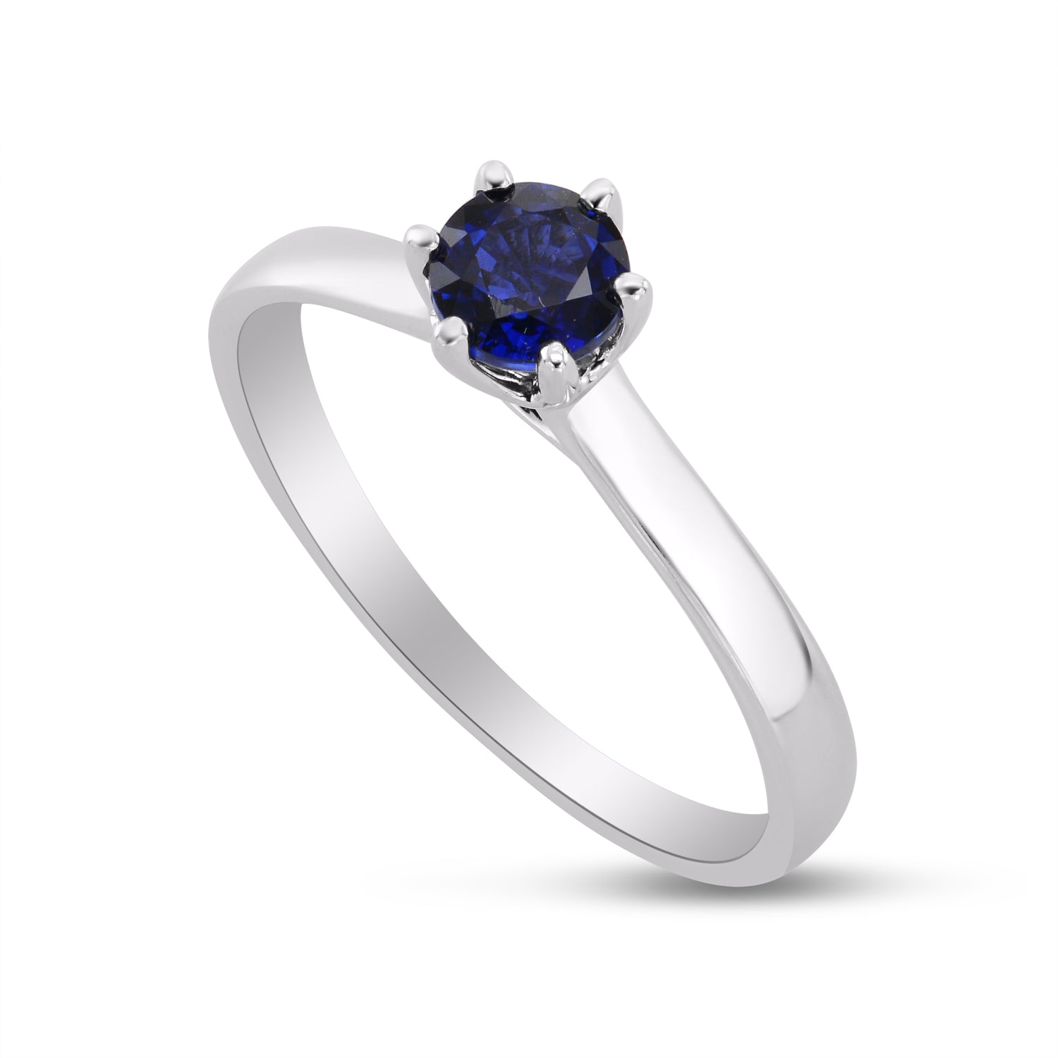 Classic Blue Sapphire Brilliant  Solitaire Ring
