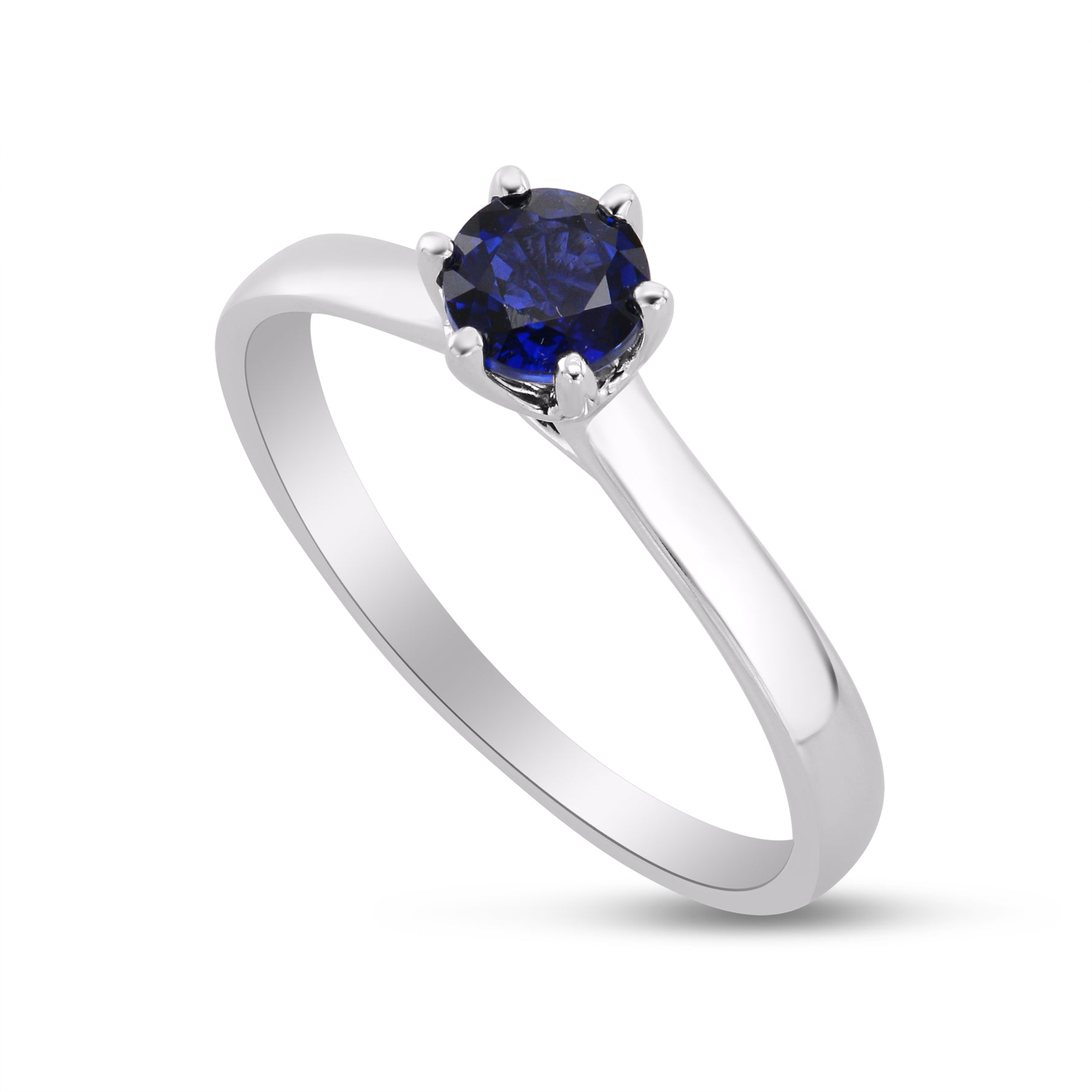 Classic Blue Sapphire Brilliant  Solitaire Ring