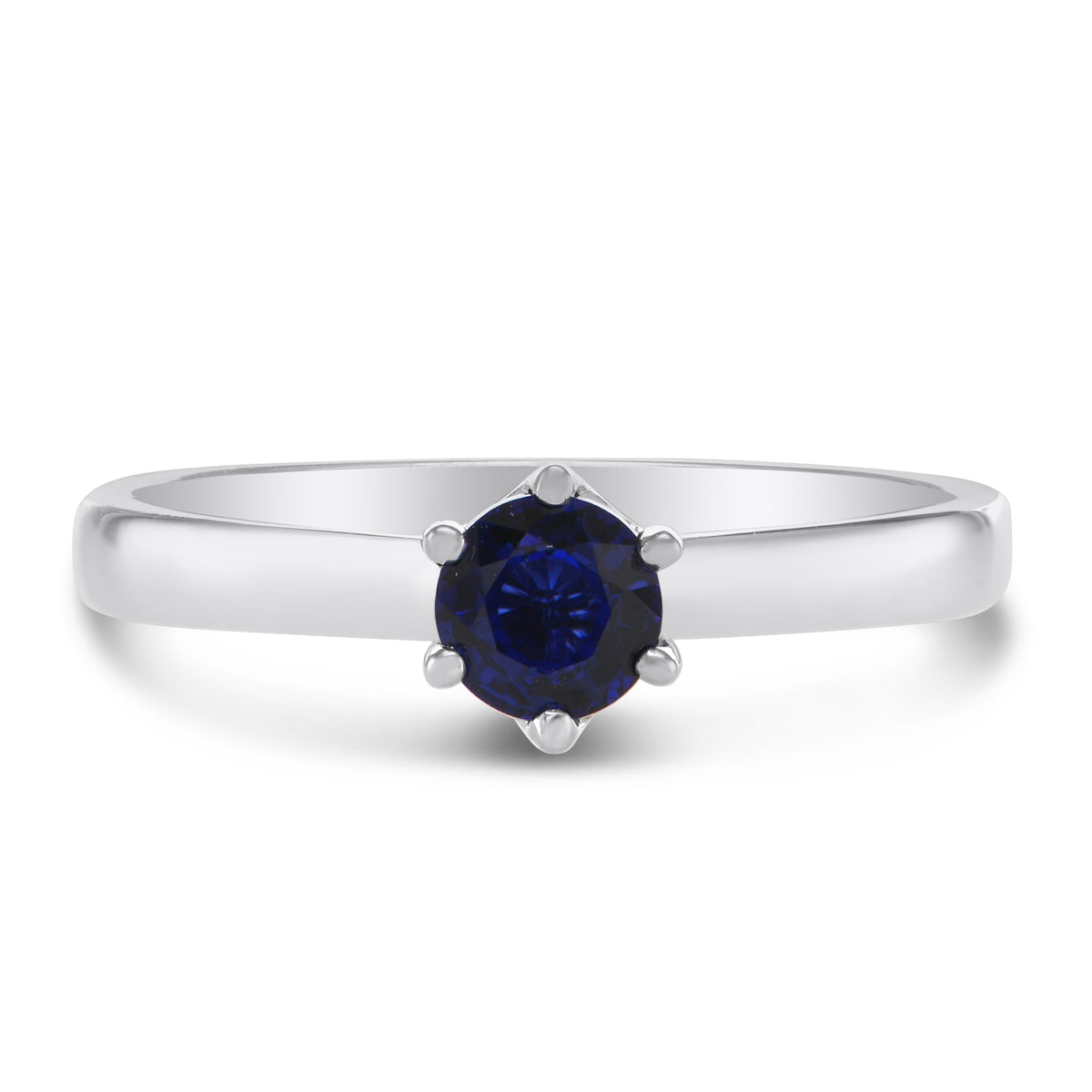 Classic Blue Sapphire Brilliant  Solitaire Ring