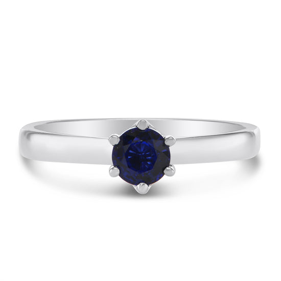 Classic Blue Sapphire Brilliant  Solitaire Ring