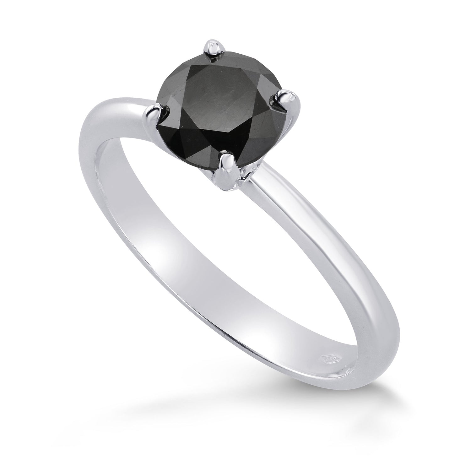 Round Black Diamond Solitaire Ring