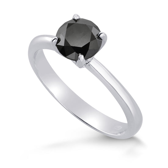 Round Black Diamond Solitaire Ring