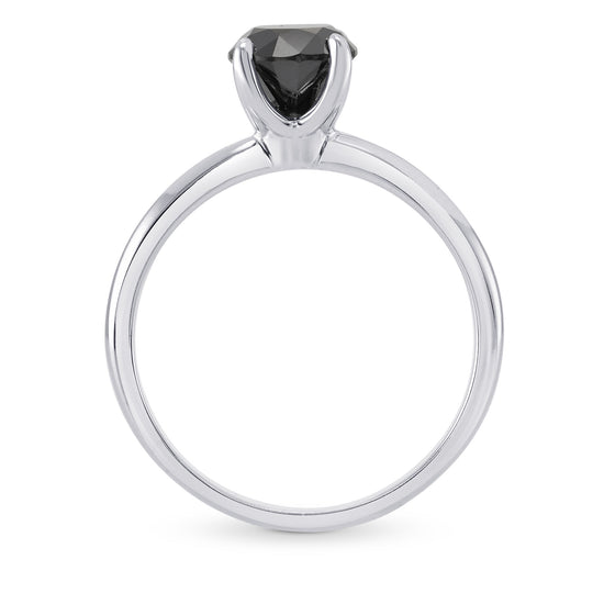 Round Black Diamond Solitaire Ring