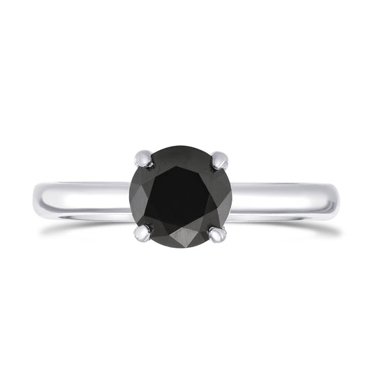 Round Black Diamond Solitaire Ring