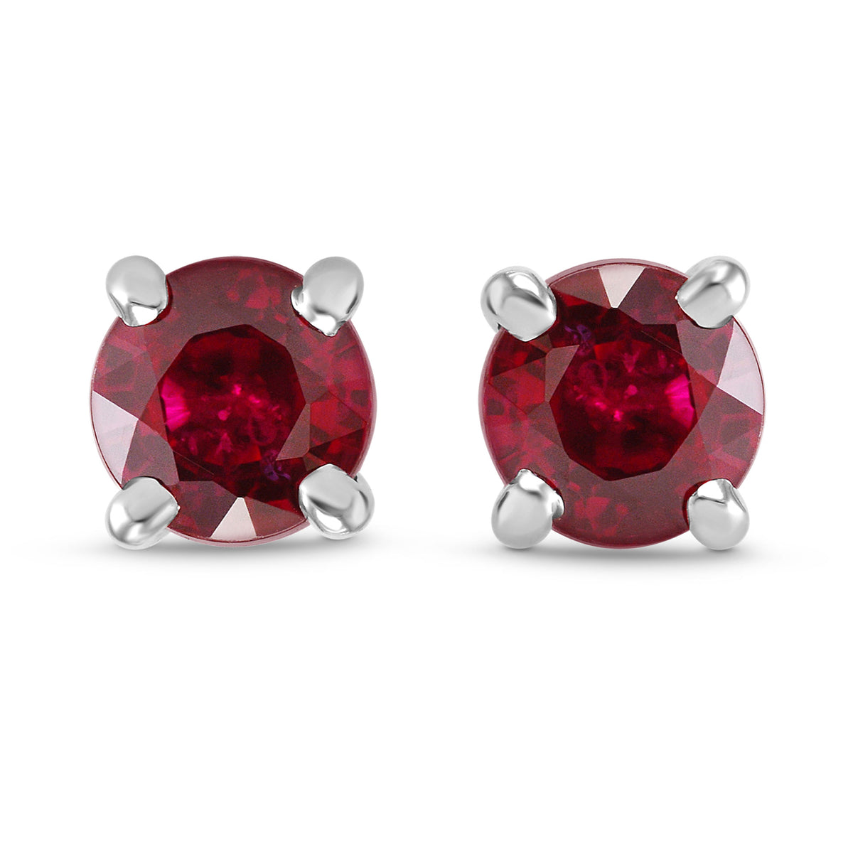 Brilliant shape Ruby Stud Earrings