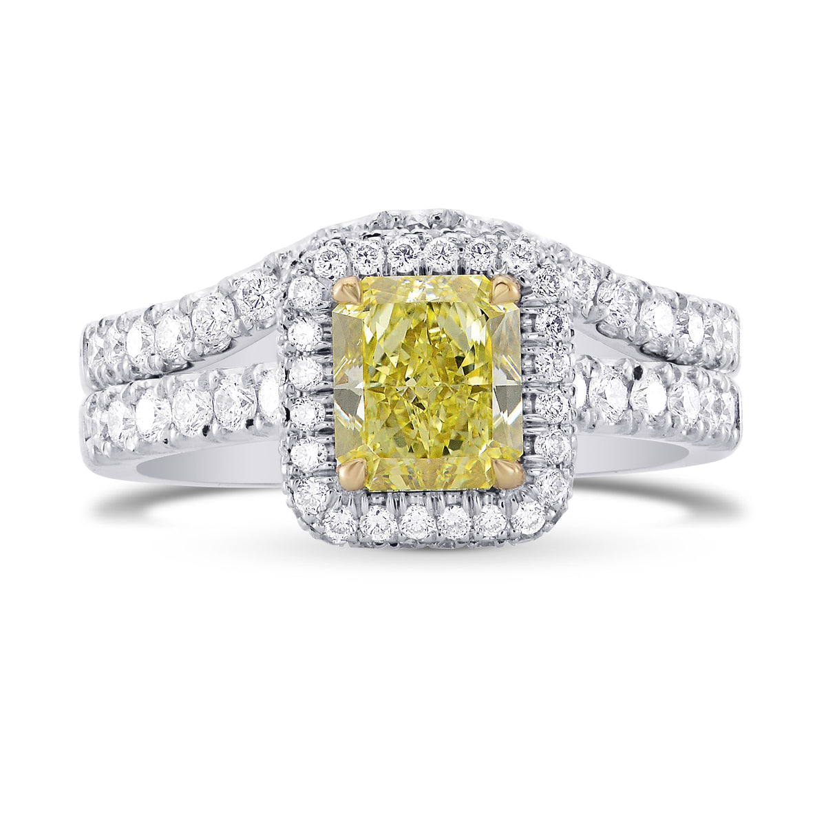 Fancy Yellow Radiant Diamond Engagement & Wedding Ring Set