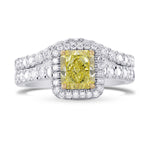 Fancy Yellow Radiant Diamond Engagement & Wedding Ring Set