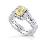 Fancy Yellow Radiant Diamond Engagement & Wedding Ring Set
