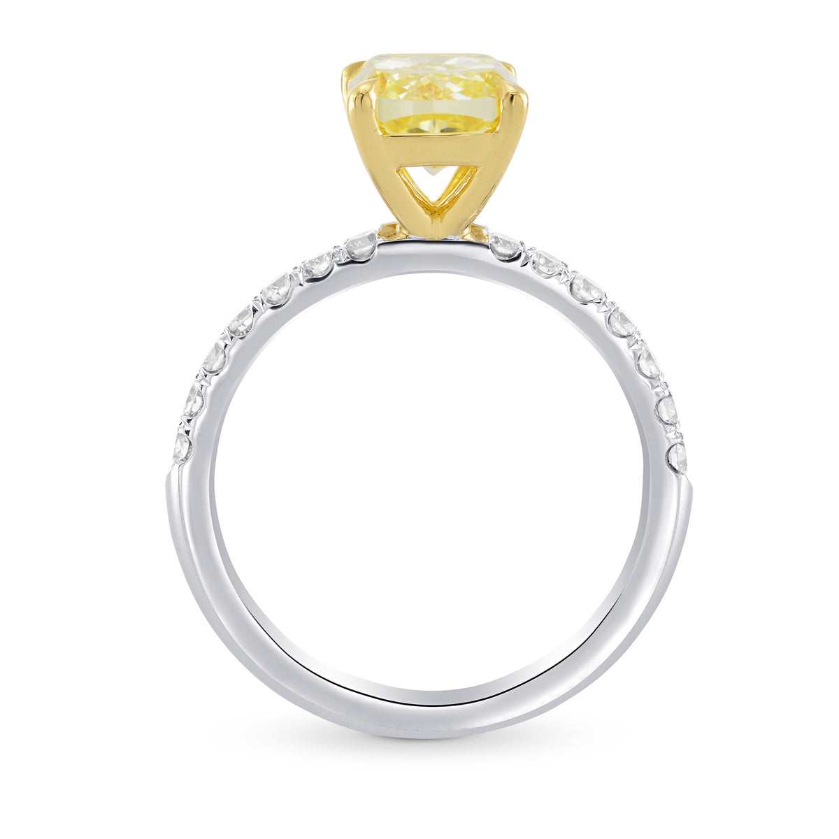 Fancy Yellow Cushion & Pave Diamond Engagement Ring