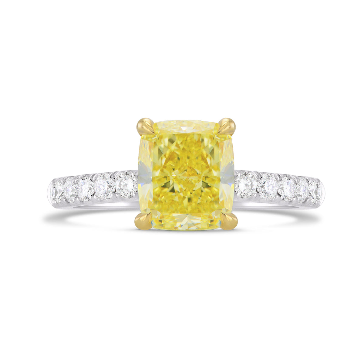 Fancy Yellow Cushion & Pave Diamond Engagement Ring
