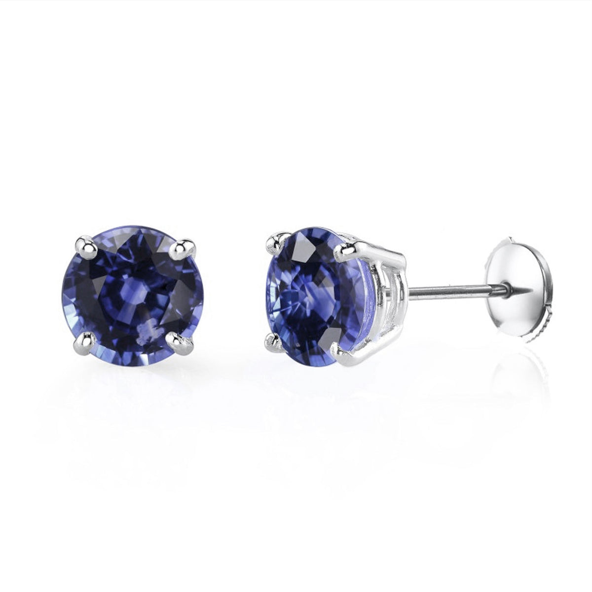 Round Sapphire Stud Earrings