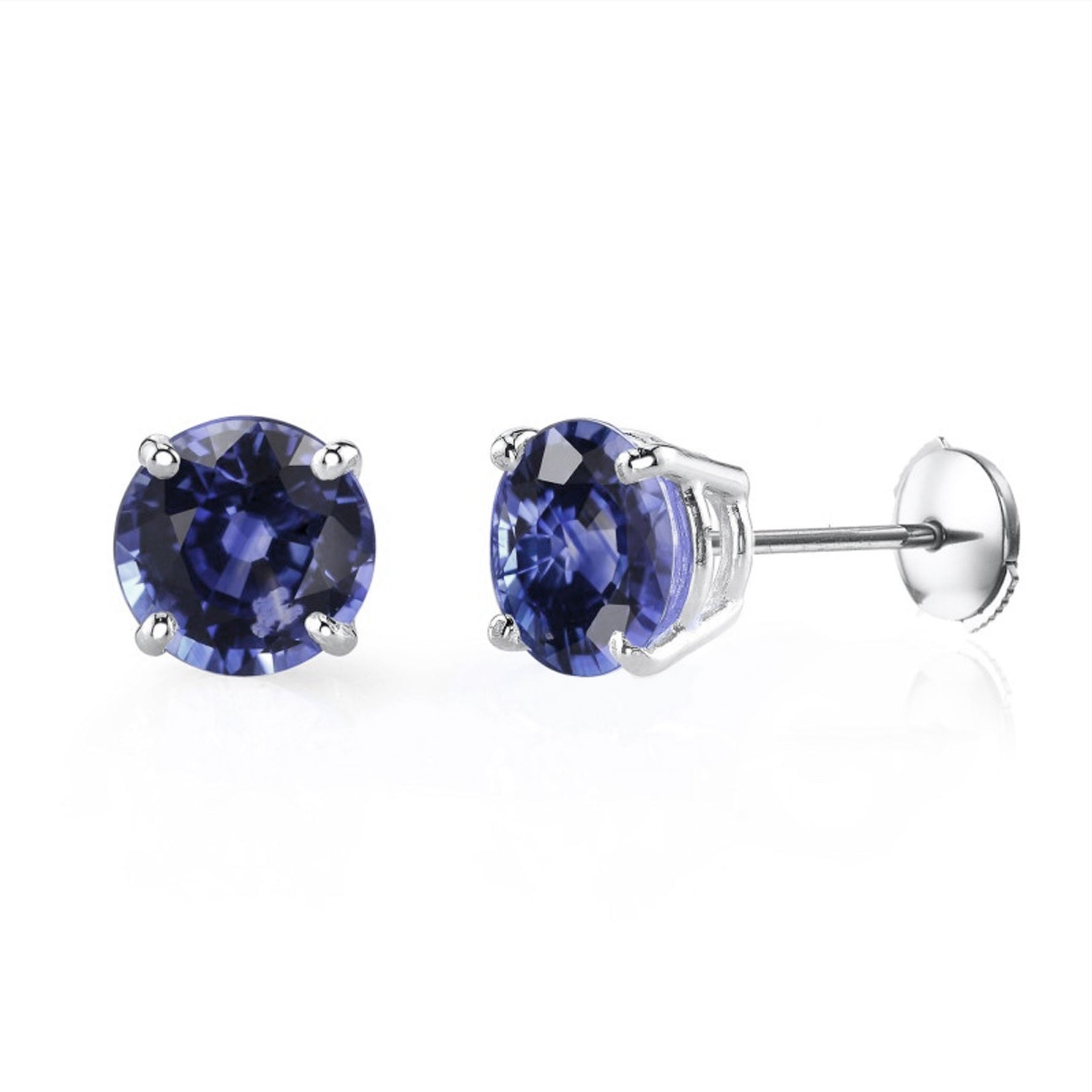 Round Sapphire Stud Earrings