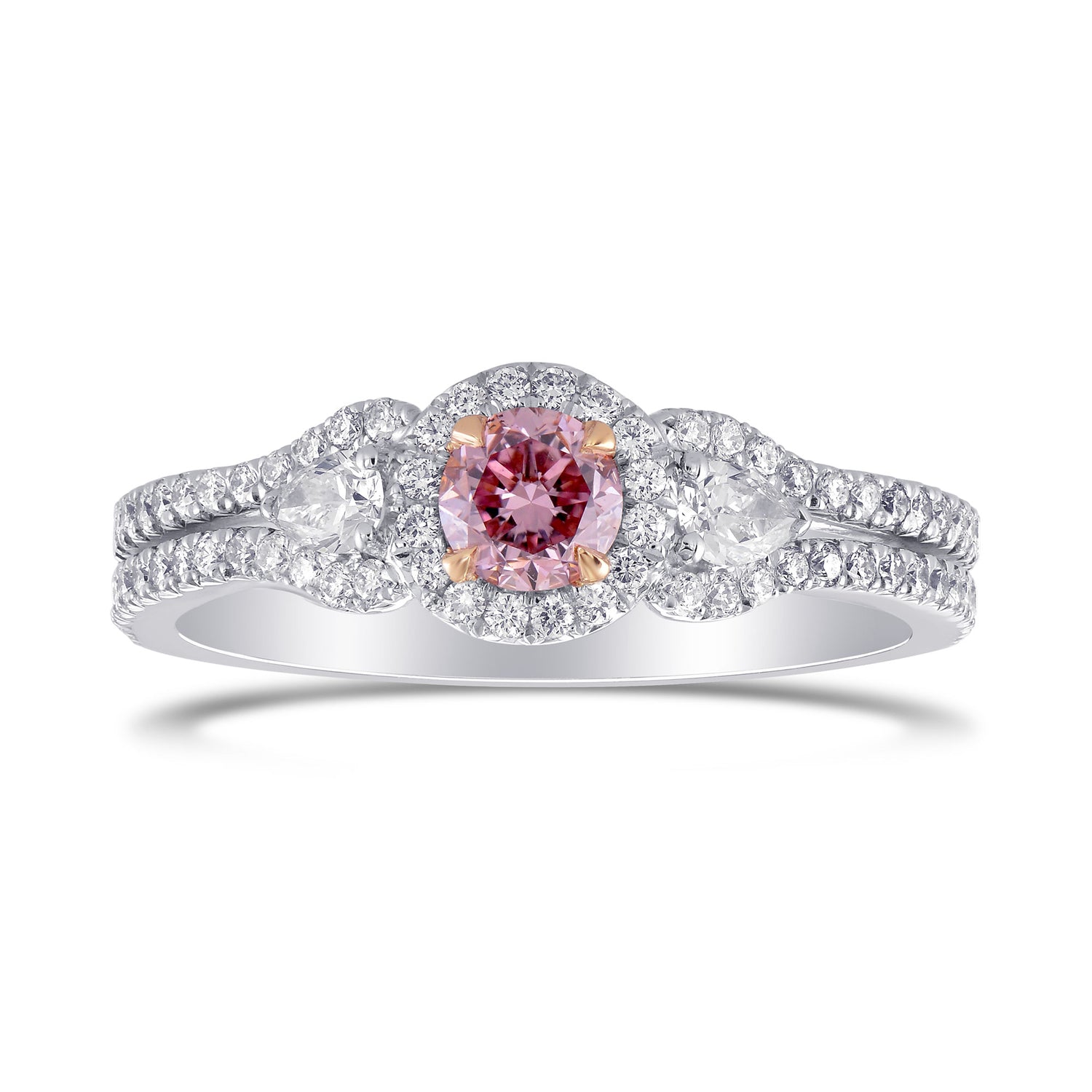  Fancy Intense Purplish Pink Diamond 3 Stones Ring