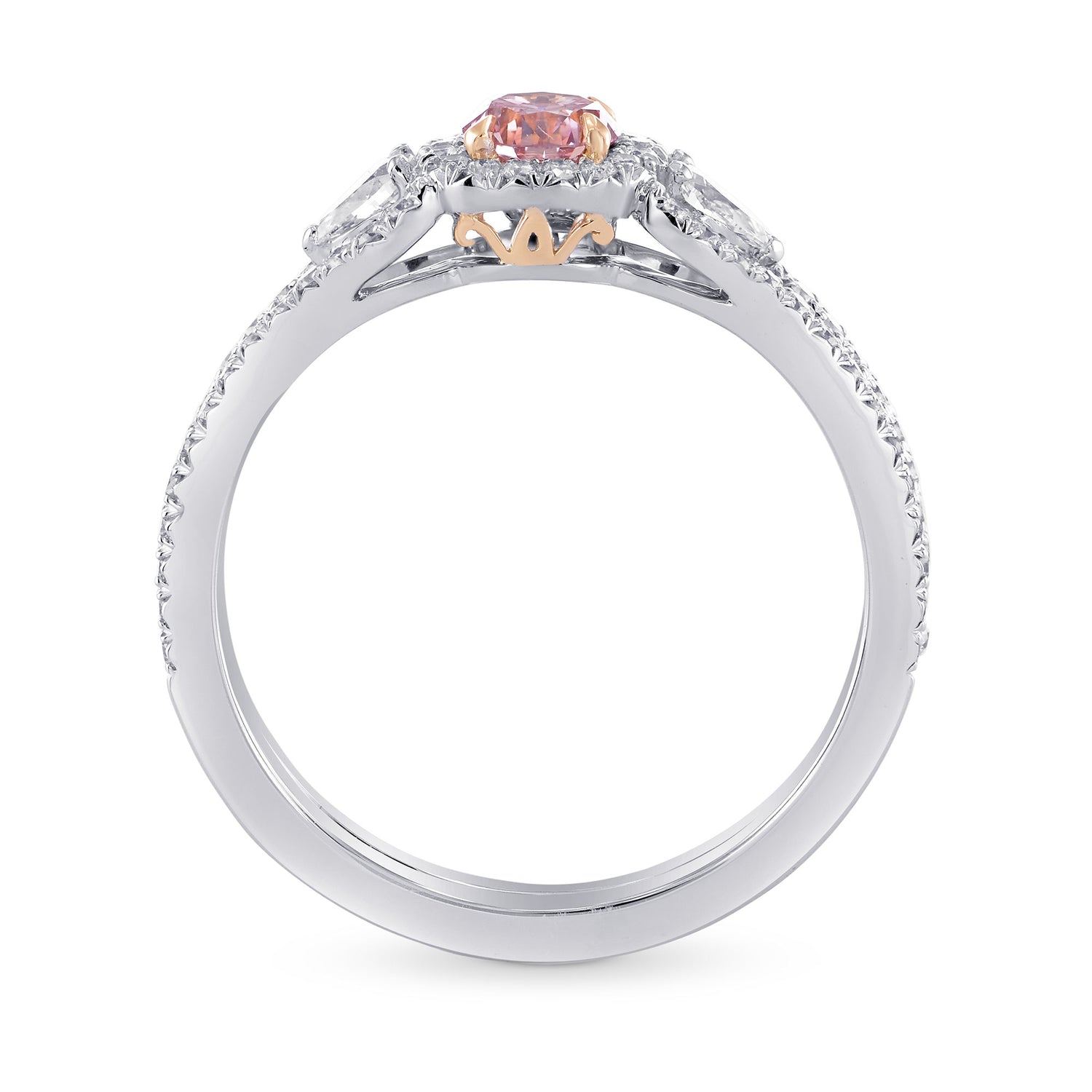  Fancy Intense Purplish Pink Diamond 3 Stones Ring