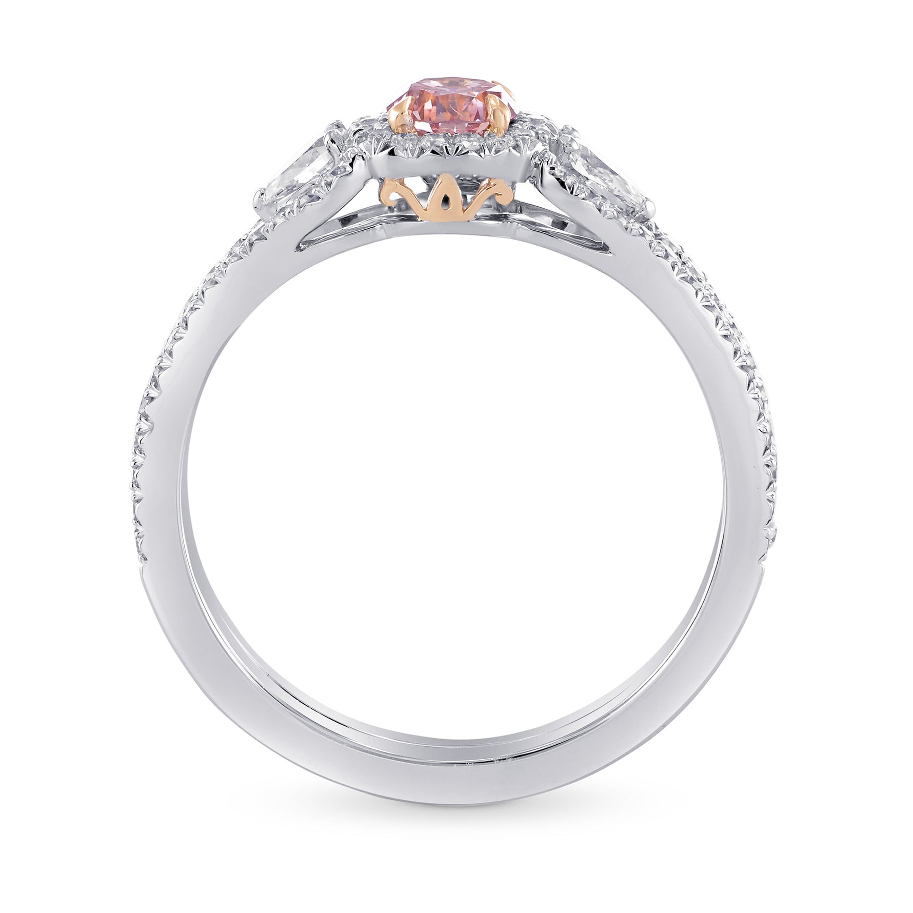  Fancy Intense Purplish Pink Diamond 3 Stones Ring