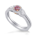  Fancy Intense Purplish Pink Diamond 3 Stones Ring