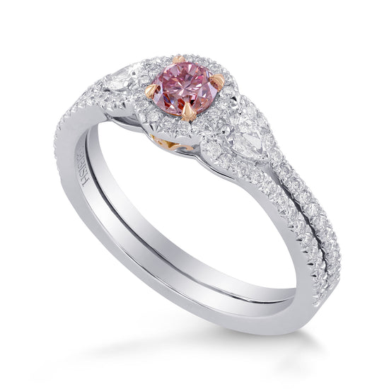  Fancy Intense Purplish Pink Diamond 3 Stones Ring