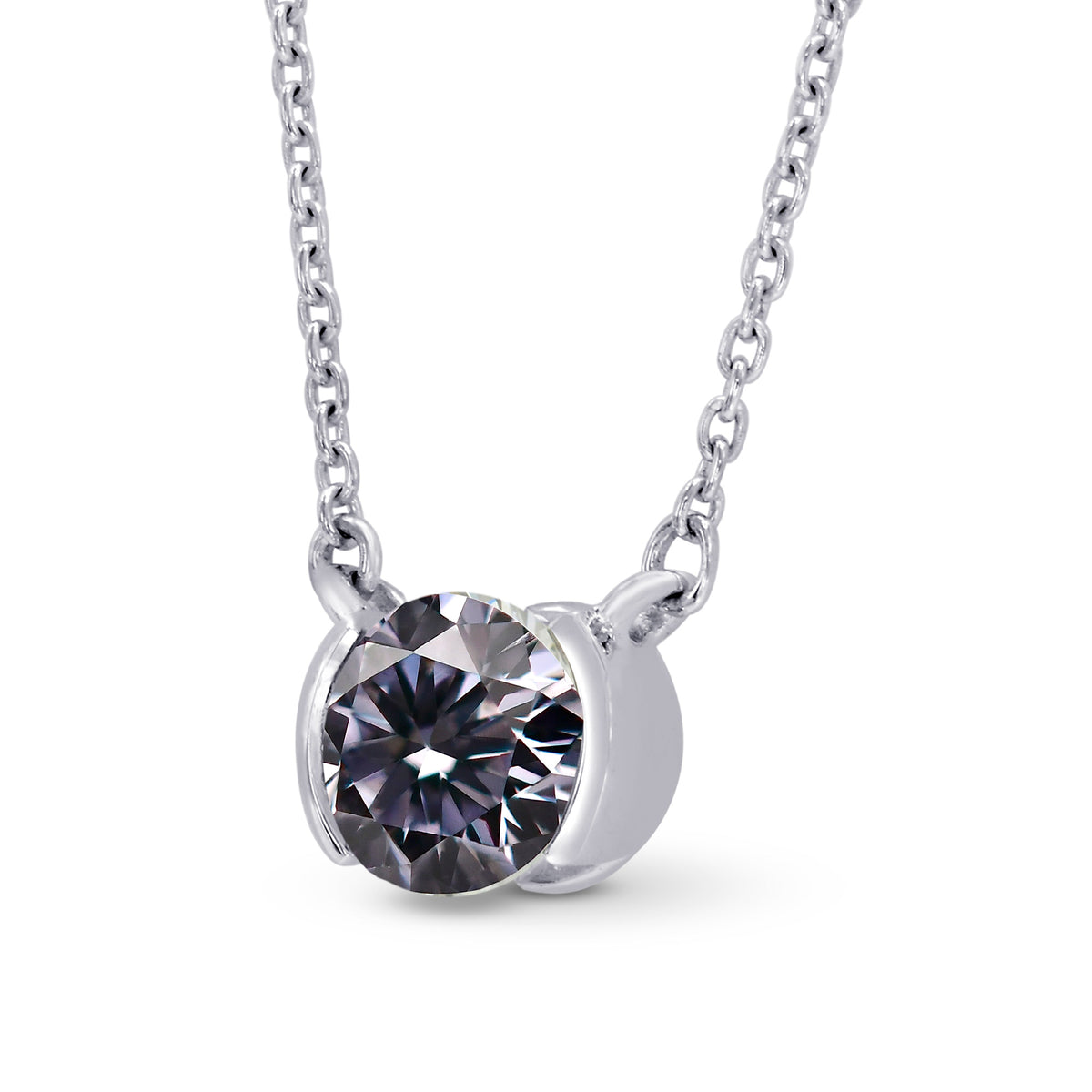 Half-Bezel Round Diamond Solitaire Pendant Setting - 9