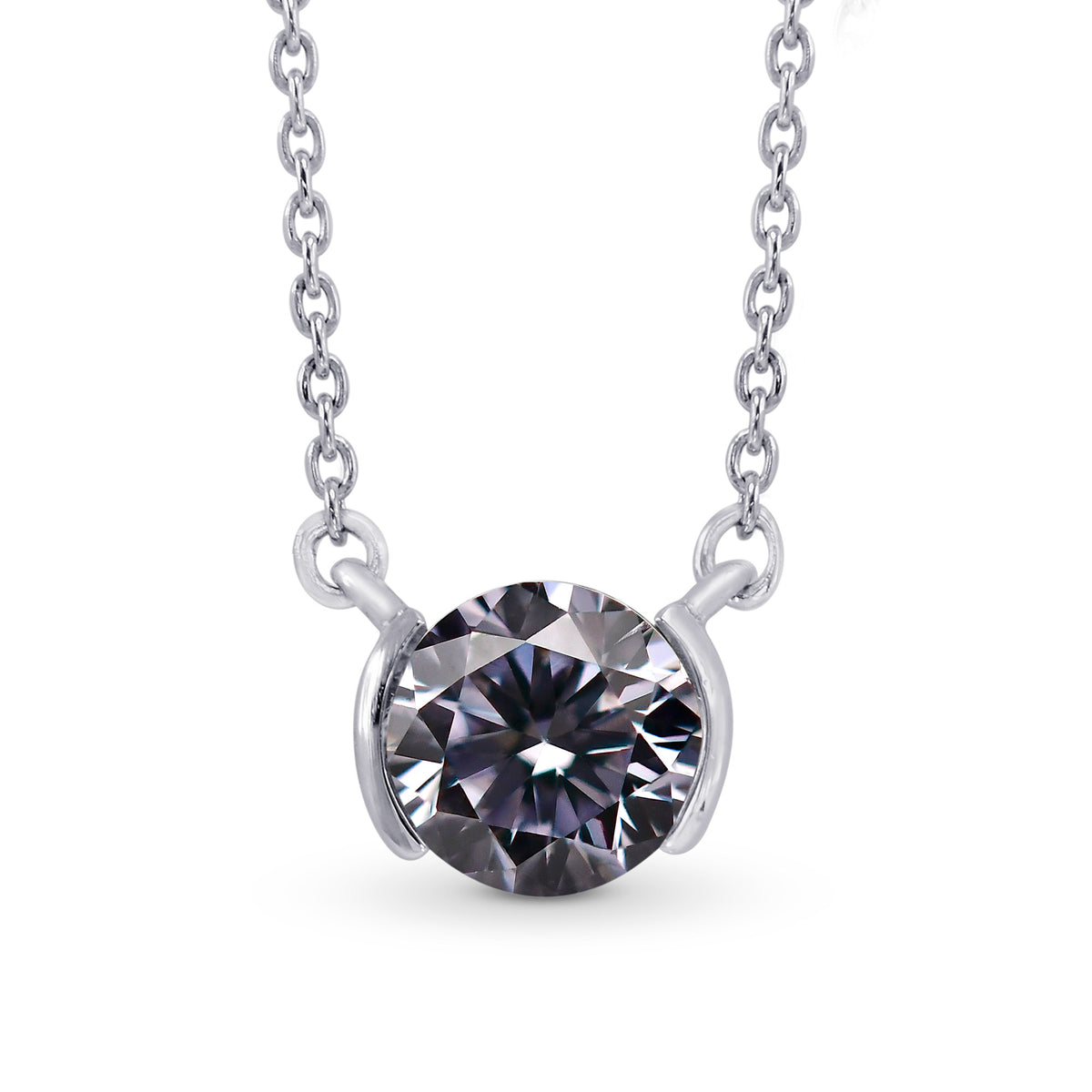 Half-Bezel Round Diamond Solitaire Pendant Setting - 8