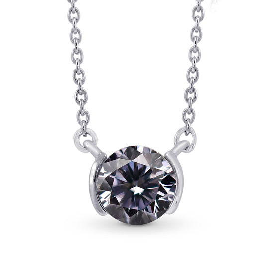 Half-Bezel Round Diamond Solitaire Pendant Setting - 8