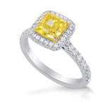 Fancy Vivid Yellow Cushion Diamond Ring