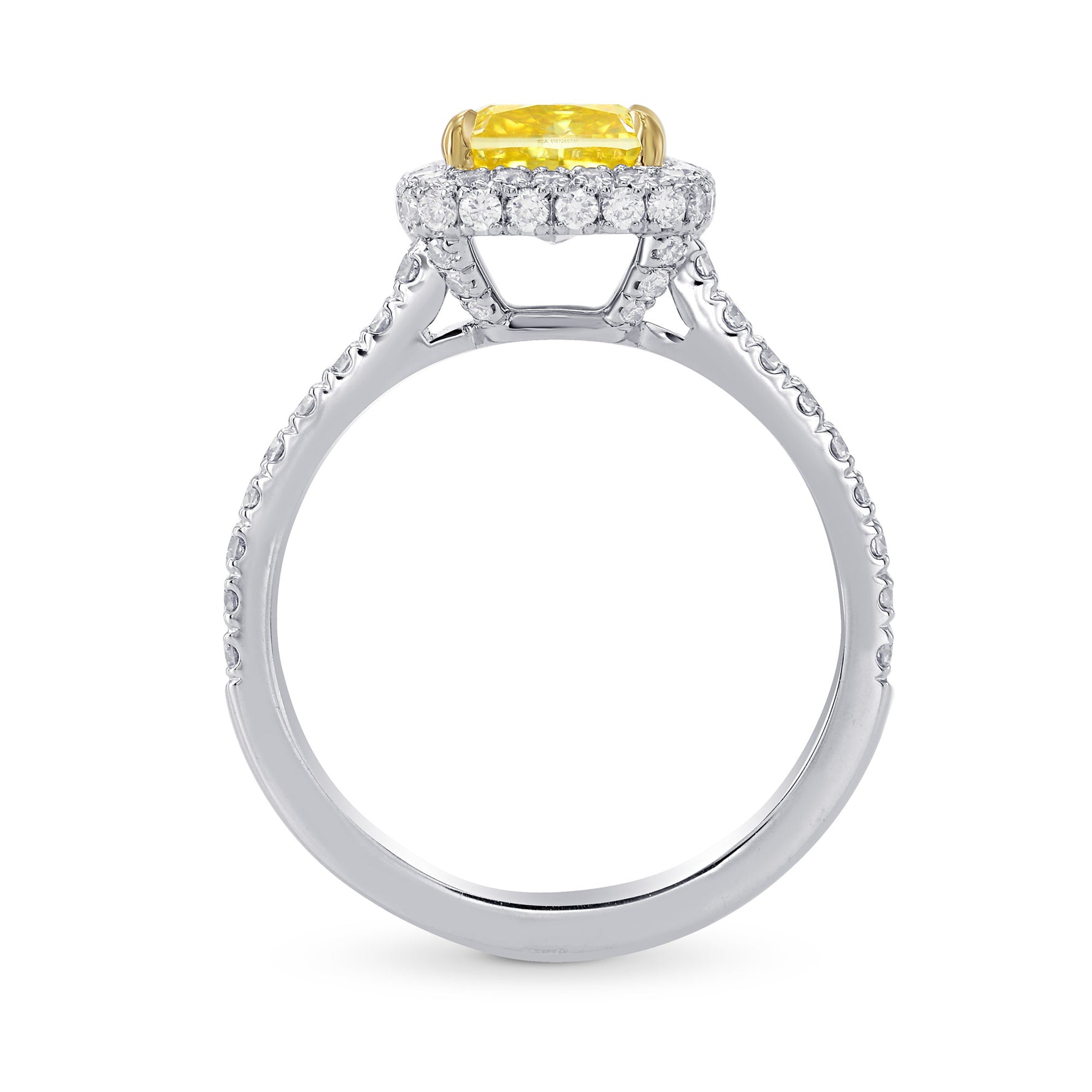 Fancy Vivid Yellow Cushion Diamond Ring