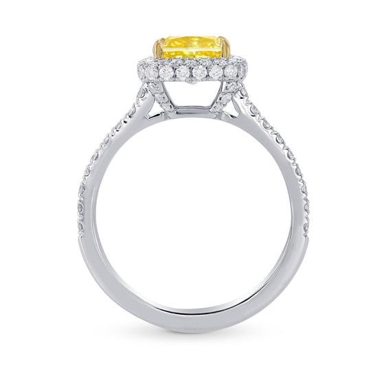Fancy Vivid Yellow Cushion Diamond Ring