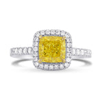 Fancy Vivid Yellow Cushion Diamond Ring
