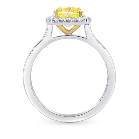 Fancy Yellow Cushion Diamond Halo Ring