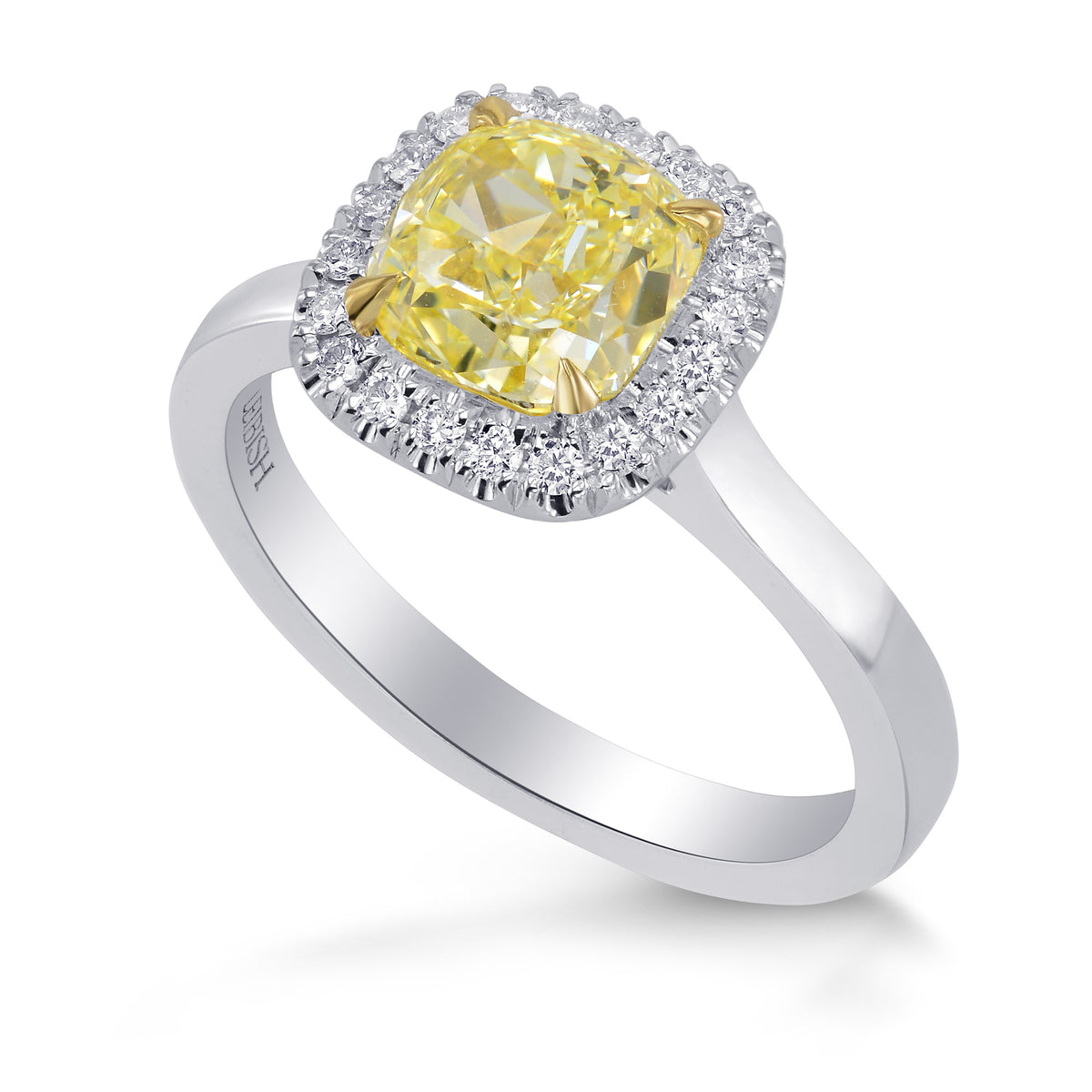 Fancy Yellow Cushion Diamond Halo Ring
